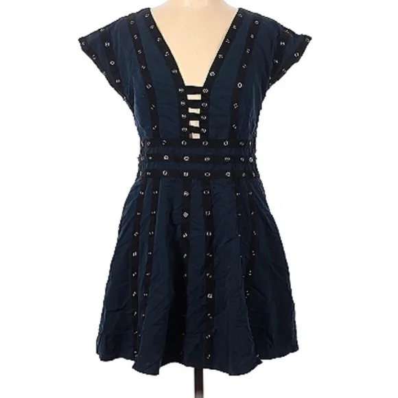 Zac Posen for Target - Navy Blue Fit and Flare Mini Dress w/ black accents Med - Picture 1 of 4
